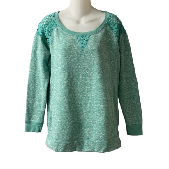 Maurices Womens Plus Heathered Mint Green Scoop Neck Sweatshirt Size 14 - Picture 1 of 9